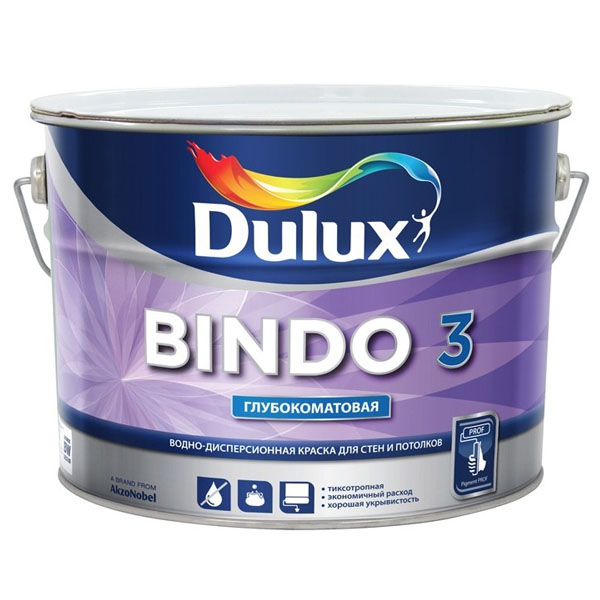 Dulux Bindo 3 глубокоматовая краска для стен и потолков